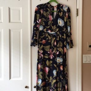 Size 2 Ann Taylor dark blue floral print dress